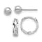 Rhodium Over 14K White Gold Polished 4mm Ball Stud and 3/8"
Diamond-Cut Hinged Hoop Earring Set