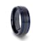 SHERIFF Domed Black Titanium Brushed Finish Men’s Wedding Ring with Blue
Grooves 8mm