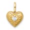 14K Yellow Gold Polished and Textured Cubic Zirconia Floral Heart Pendant