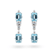 Blue Topaz Octagon Over Sterling Silver Rhodium Drop Earrings