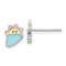 Rhodium Over Sterling Silver Children's Enamel Sun and Cloud Earrings
