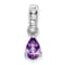 Rhodium Over 10k White Gold 0.5 cttw Pear Amethyst and Accent Diamond Pendant