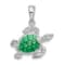 Rhodium Over Sterling Silver Polished Enameled Sea Turtle Pendant