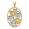 14k Two-tone Gold Textured Shell Cluster In Oval Frame Charm