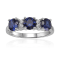 Lab Created Sapphire and Moissanite Sterling Silver 3-Stone Ring