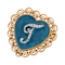 Gold Tone Filigree Heart Blue Enamel Initial Pin
