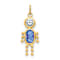 10k Yellow Gold Blue Sapphire Simulant September Birthstone and Clear
Cubic Zirconia Boy Charm