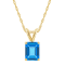 8x6mm Emerald Cut Blue Topaz 14k Yellow Gold Pendant With Chain