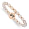 Rose Stainless Steel Polished Enamel Flower Jade Stretch Bracelet