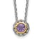 Sterling Silver Antiqued with 14K Accent Amethyst Slide Necklace