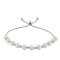 6-6.5mm Round White Freshwater Pearl and Sterling Silver Beads Bolo Bracelet