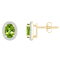 7x5mm Oval Peridot And Created White Sapphire 10k Yellow Gold Halo Stud Earrings