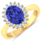 1.28ctw Violet Tanzanite and Diamond 14K Yellow Gold Halo Ring