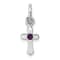 Rhodium Over Sterling Silver Child's February Purple Preciosca Crystal
Cross Pendant