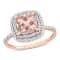 1.62ct Morganite And 0.10ctw Diamond 14k Rose Gold Double Halo Ring