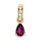10k Yellow Gold 0.5 cttw Pear Rhodolite Garnet and Accent Diamond Pendant