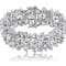 Colored Cubic Zirconia, Rhodium Plated over Sterling Silver Wide Flower Bracelet