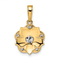 14k Two-tone Gold Diamond-Cut Flower Pendant