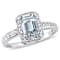 Aquamarine and Diamond 10K White Gold Ring 1ctw