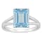 10x8mm Emerald Cut Sky Blue Topaz Rhodium Over Sterling Silver Ring