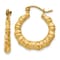 14k Yellow Gold 3/4" Polished Bamboo Design Hoop Earrings