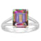 10x8mm Emerald Cut Mystic Topaz Rhodium Over Sterling Silver Ring