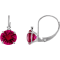 10K White Gold Lab Created Ruby and Diamond Round Leverback Earrings 2.53ctw