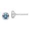 Rhodium Over Sterling Silver Polished Blue Crystal Bezel Stud Earrings