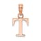 14k Rose Gold Polished Block Letter T Initial Pendant