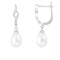 7-8mm White Cultured Freshwater Pearl and Cubic Zirconia Rhodium Over
Sterling Silver Earrings