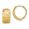 14k Yellow Gold 9/16" Diamond-cut and Textured Hoop Earrings