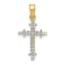 14K Yellow Gold and Rhodium 1/10ct. Diamond Fleur de Lis Cross Pendant