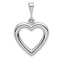 Rhodium Over 14k White Gold 3D Solid Polished Heart Pendant