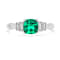 Green Lab Created Emerald and Moissanite Rhodium Over Sterling Silver
Center Design Ring