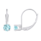 4mm Round Aquamarine Rhodium Over 14k White Gold Drop Earrings