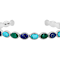 Blue Turquoise, Lapis Lazuli And Malachite Oxidized Silver Bangle 7x5mm
