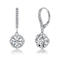CZ Leverback Drop Earrings In Rhodium Over Brass