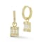 Sterling Statements 14K Yellow Gold Over Sterling Silver CZ Charm Huggie
Hoop Earrings
