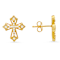 White Cubic Zirconia 14k Yellow Gold Over Sterling Silver Cross Earrings 0.19ctw