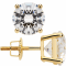 White Cubic Zirconia 14k Yellow Gold Studs With Velvet Gift Box 3.00ctw