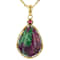 Ruby Zoisite Pear And Ruby Accent Pendant Necklace In 18K Gold Over
Sterling Silver 0.16ct