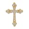 14k Yellow Gold Diamond Textured Budded Cross Chain Slide Pendant