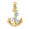 14K Two-tone Gold  3D Anchor with Moveable Propeller Pendant