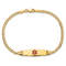 14k Yellow Gold Medical Soft Diamond Shape Red Enamel Curb Link ID Bracelet