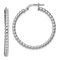 Rhodium Over Sterling Silver Beaded 3x25mm Hoop Earrings