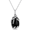 Black Onyx & Diamond 10K White Gold Pendant With Chain 9.20ctw