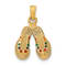 14k Yellow Gold 3D with Multi-Color Enamel Double Flip-Flop Charm