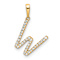 14k Yellow Gold Diamond Letter W Initial Pendant