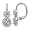 Rhodium Over Sterling Silver Double Round Cubic Zirconia Halo Leverback Earrings