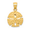 14k Yellow Gold Brushed and Diamond-Cut Sand Dollar Pendant
